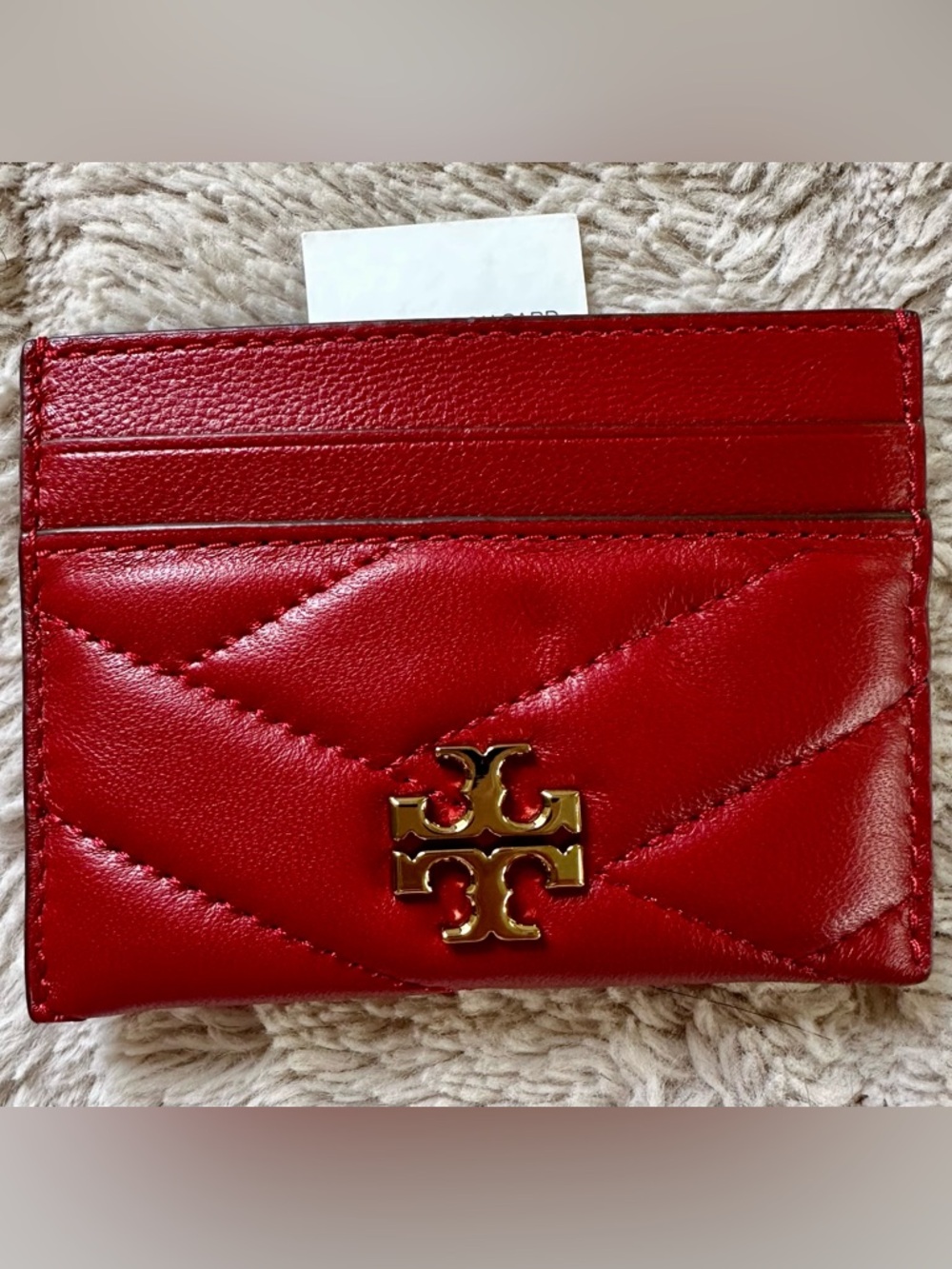 NWT Tory Burch Red Quilted Card Case